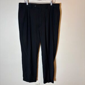 Lauren Ralph Lauren Men's Black Flat Front Dress Pants 36x32 Classic Fit